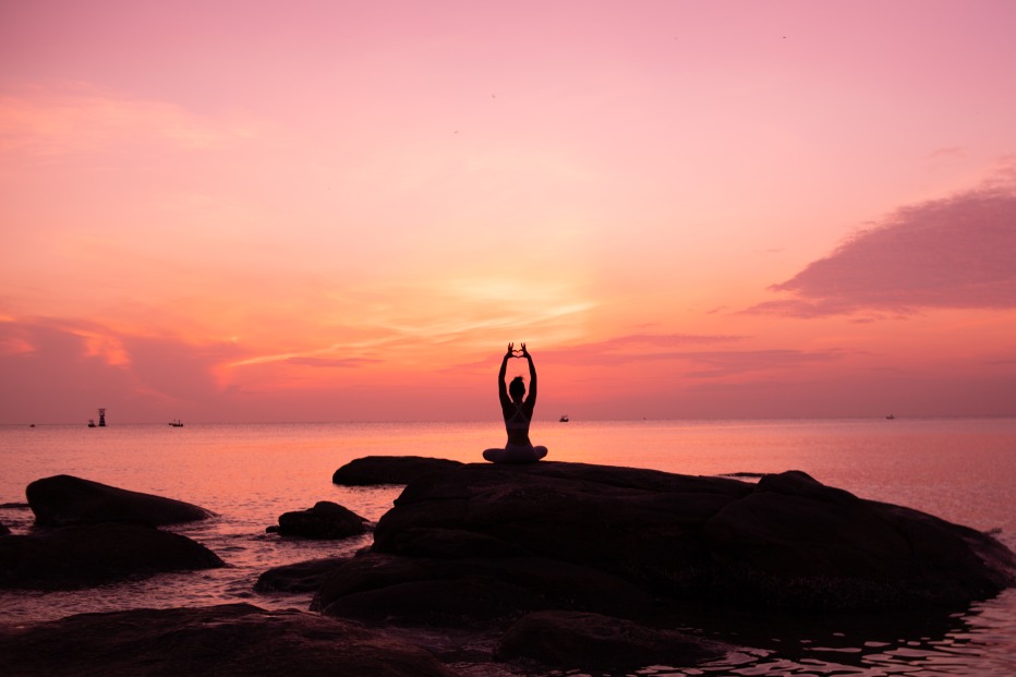 Be Mindful Woman Female Beach Rocks Yoga Meditation Meditate Mindfulness