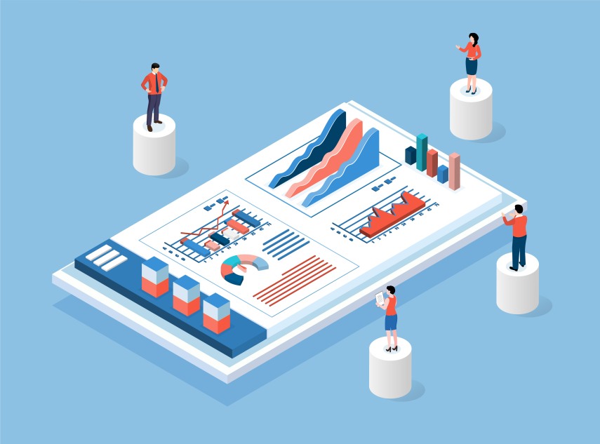 Data Analytics Businesspeople Analyzing Graphs Metrics Performance Business Growth