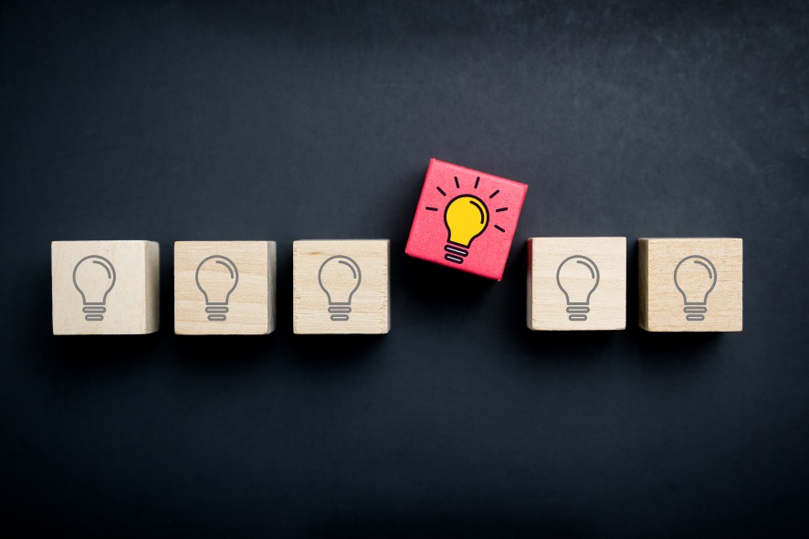 Innovative Ideas Idea Lightbulb Wooden Cube Innovation