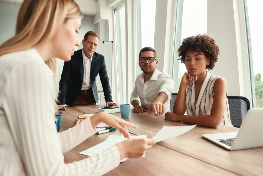 Employee Training Business Meeting Young Employees Train Teamwork