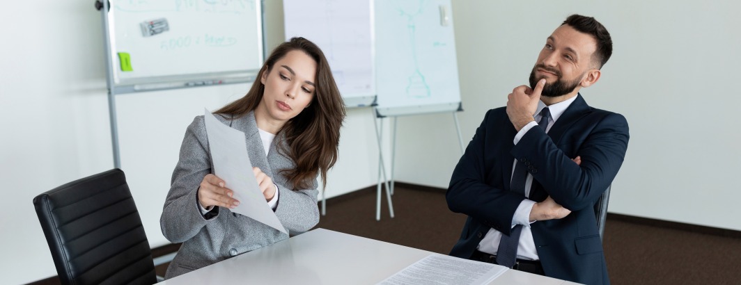 Job Interview Candidate Pensive Thinking Tricky Question HR Human Resources