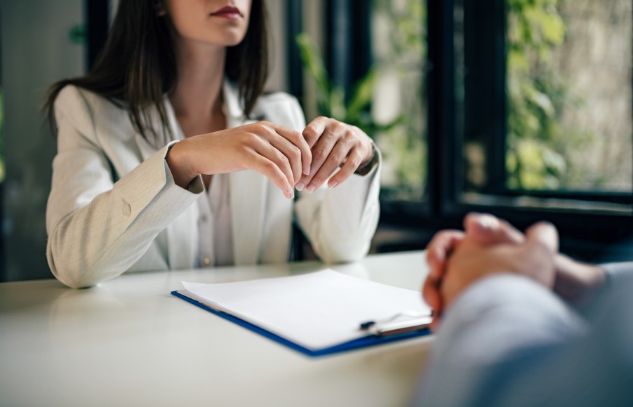 Two People Negotiate Table Negotiating Office Bank