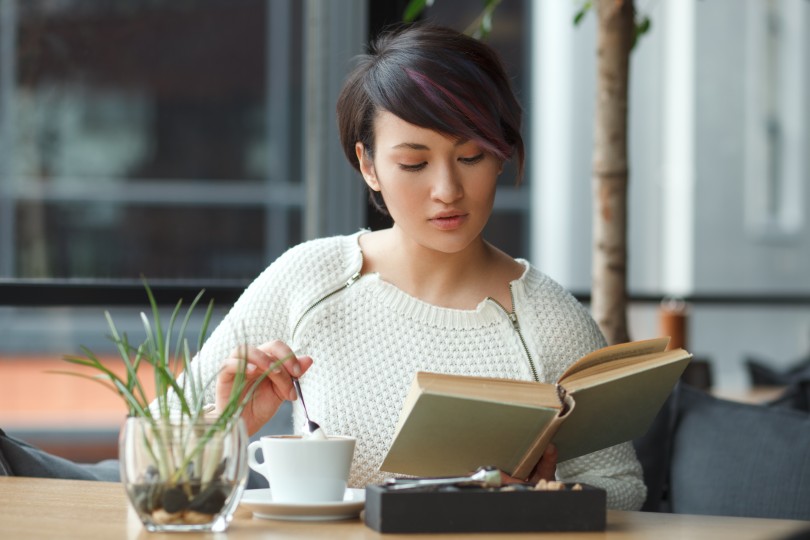 Woman Reading Book Cafe Coffee Shop Female Seek Inspiration Other Writers Authors