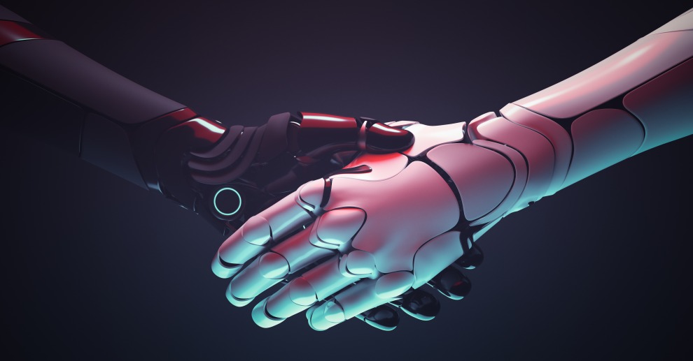 Robots Handshake Futuristic Brand Image Robotics Branding Innovation Technology