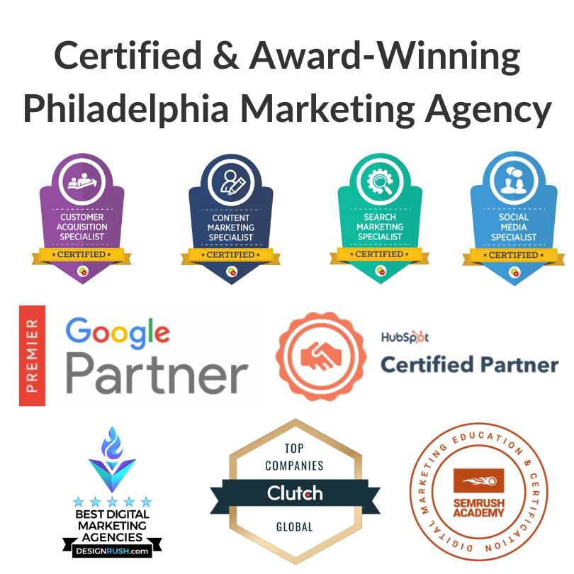 Certified and Award Winning Philadelphia Marketing Agency Awards Certifications Digital Agencies Companies Firms