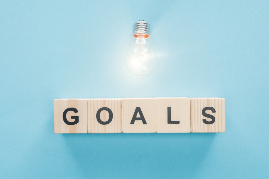 Define Goals Concept Lightbulb Glowing Ideas Lead Generation Determine Goal Objectives