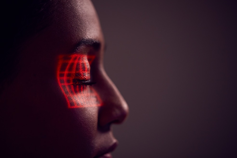 Biometrics Facial Recognition Technology System Woman Laser