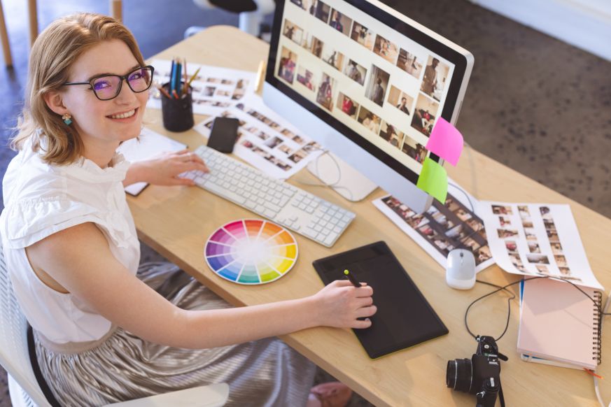 Female Web Designer Branding Director Computer Color Palette