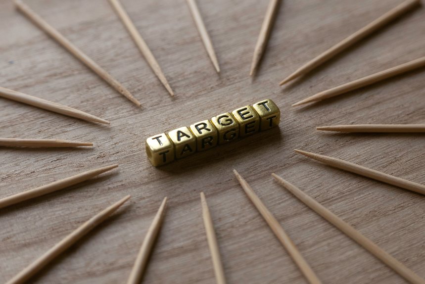 Target Concept Golden Letters Pens Targeting Targeted Campaigns