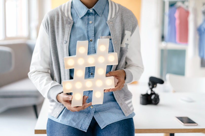 Hashtag Sign Hold Hashtags Concept Light