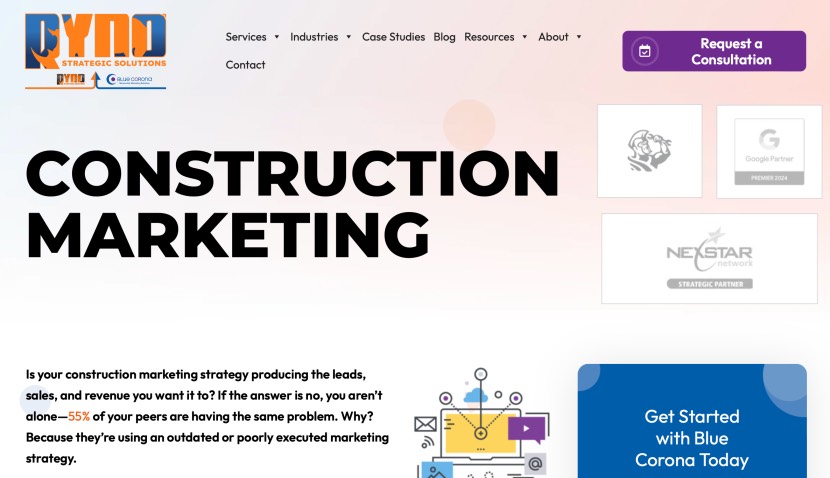 Blue Corona Full-Service Construction Marketing Company