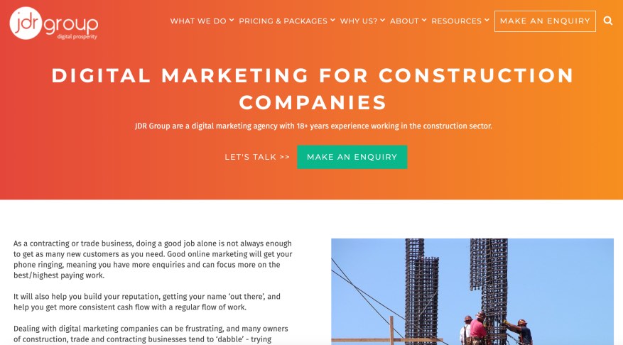 JDR Group Digital Marketing Agency for Construction Companies