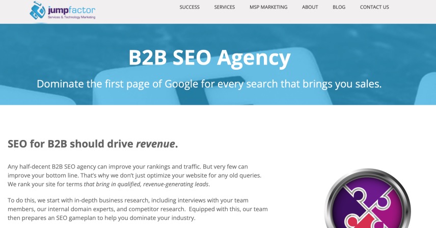 Jumpfactor B2B Search Engine Optimization Agency