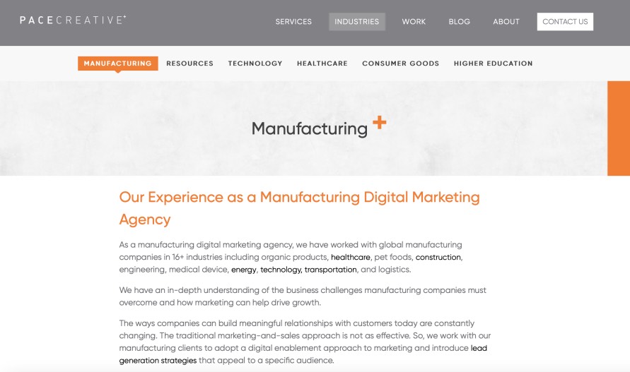 Pace Creative Full-Service Manufacturing Marketing Company