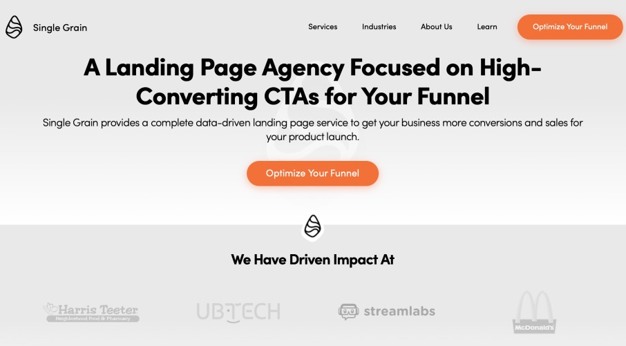 Single Grain Best Landing Page Design Agencies