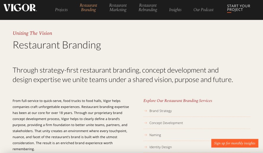 Vigor Best Restaurant Branding Agency