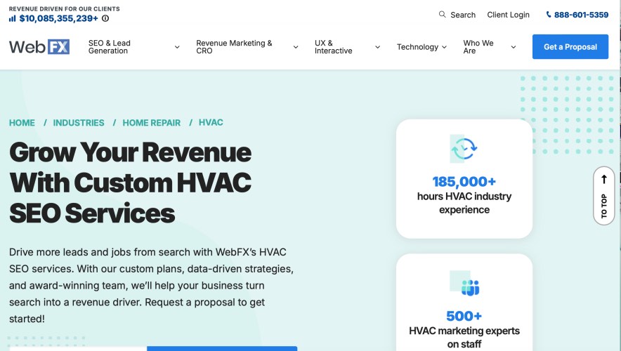 WebFX Customer HVAC SEO Services