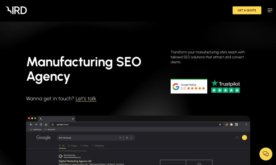 Bird Full-Service Manufacturing SEO Company