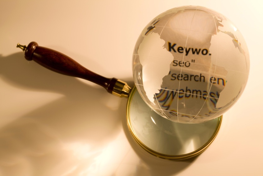 Keyword Research Concept World Global Glass Magnifier