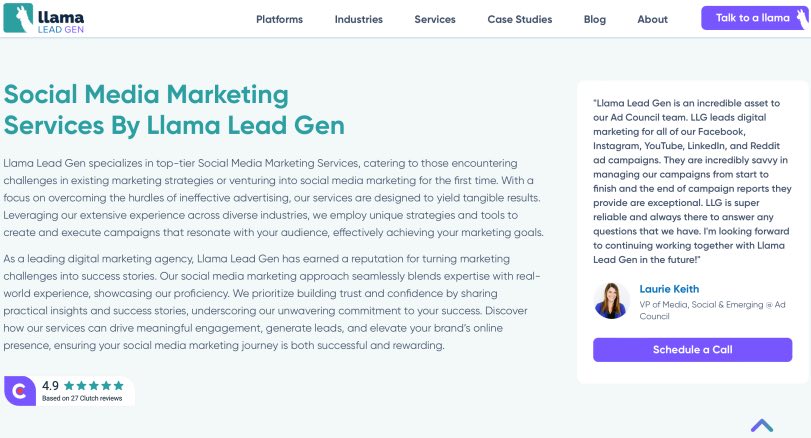 Llama Lead Gen Social Media Management Agencies