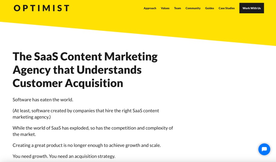 Optimist Best SaaS Content Marketing Firm