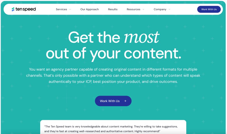 Ten Speed Best B2B SaaS Content Marketing Companies