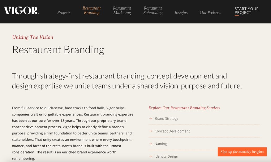 Vigor Best Branding Agencies for Restaurants