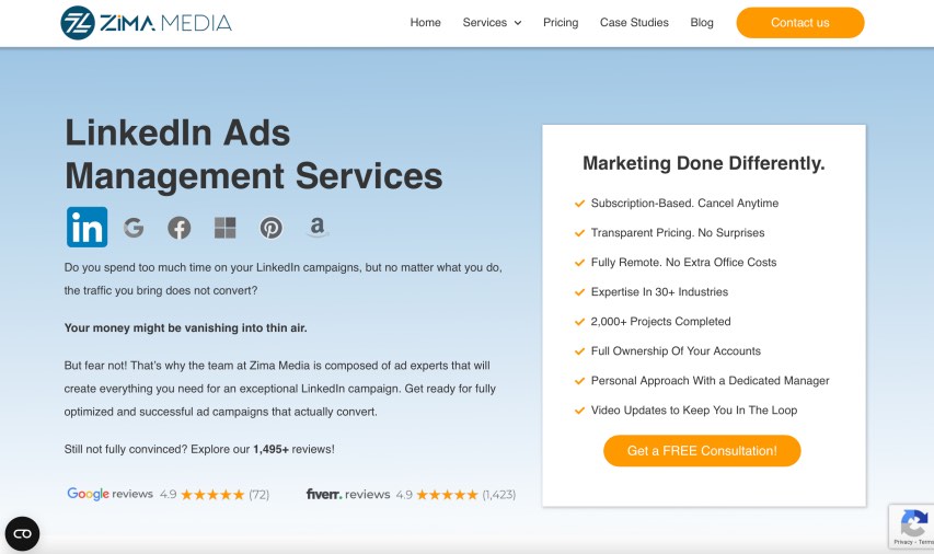 Zima Media Top LinkedIn Advertising Companies