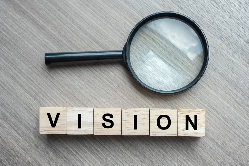 Define Vision Letters Word Wooden Block Glass Magnifyer