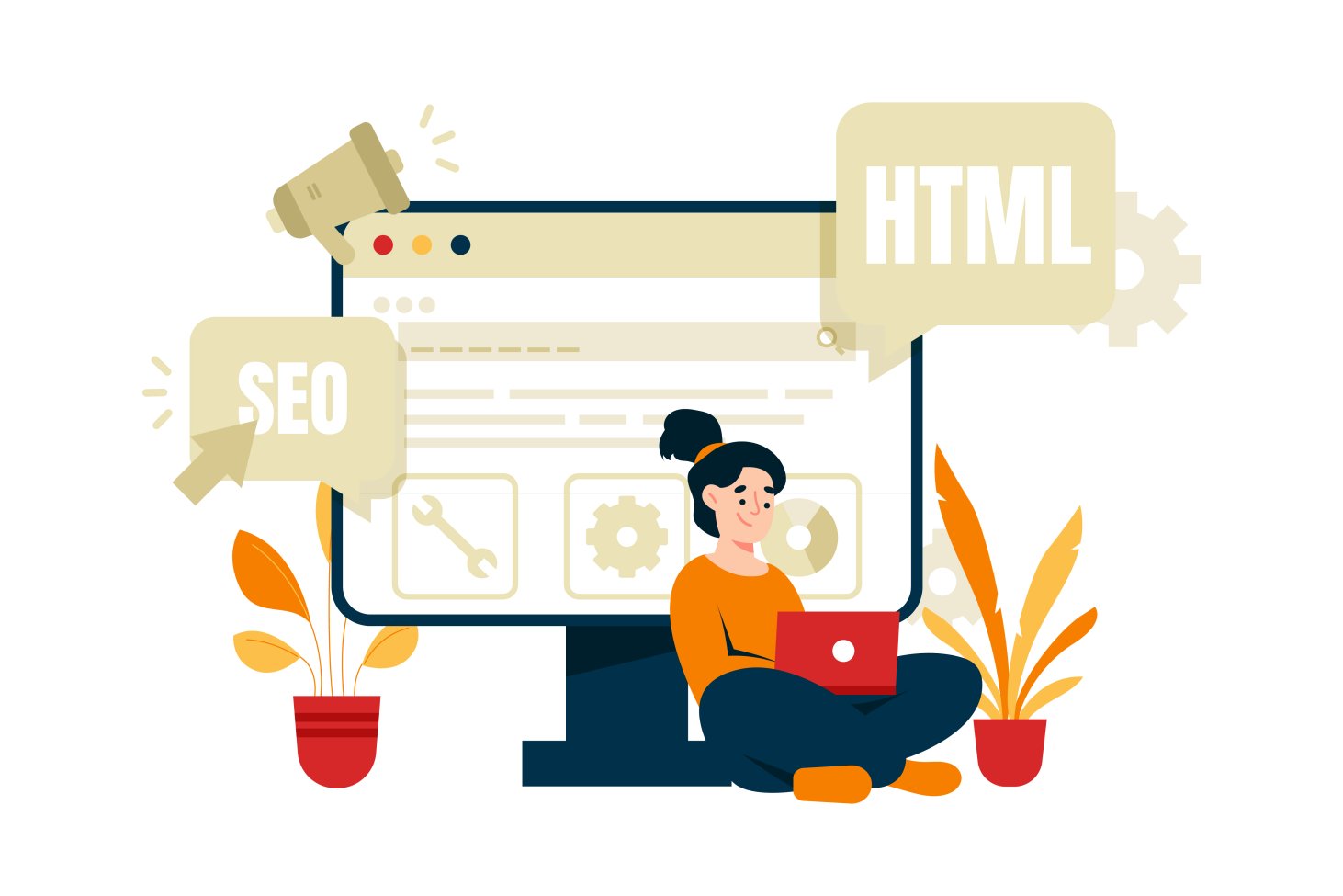 HTML and SEO illustration for technical SEO