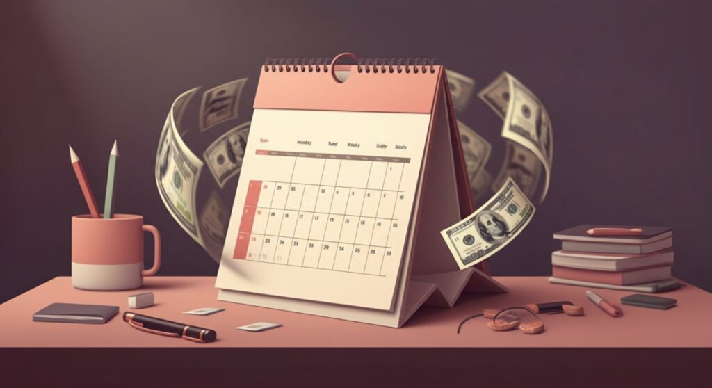 Rotating cash with calendar depicting MRR