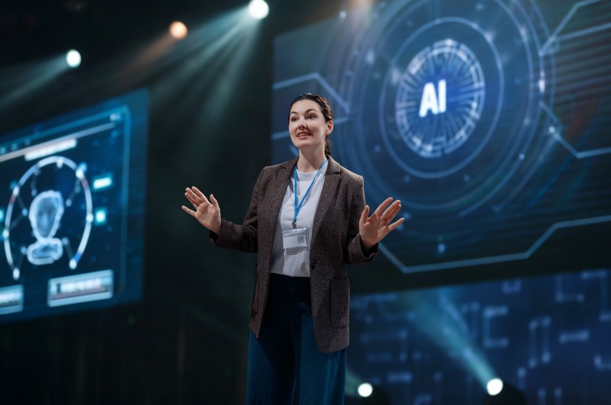 Woman Speaking Conference Keynote Speaker Ai Artificial Intelligence